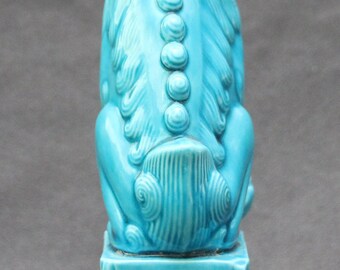 中国の福犬像 ターコイズ 犬のギフト 犬の置物 風水 陶器 保護寺院 福