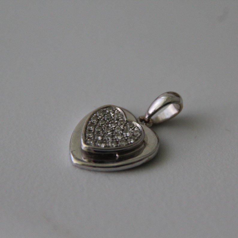 Diamond pendant 18K gray gold Heart pendant Necklace Genuine Etsy