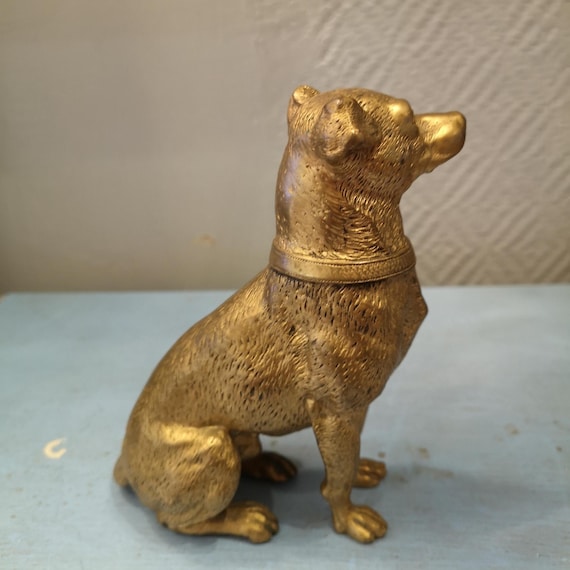 金の犬の置物 動物彫刻 犬の像 狩猟 ハンター装飾 オフィスデスク