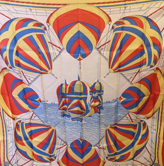 Spinnaker Hermes Silk Scarf Sail Decor Boat Blue Silk Scarf