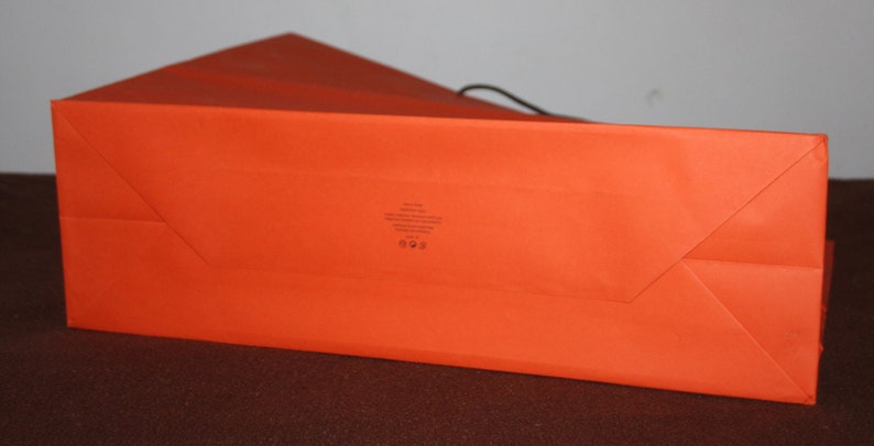 Extra large Orange Hermes Shopping bag Gift wrapping Elegant Gift for her Fashion gift Lady accessories Orange paper bag Orange accents image 10