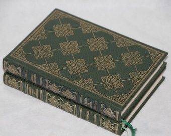 Antique French book Vintage Decorative book Gold Green Hardcover Small book Shabby chic Book in French Vintage book Library