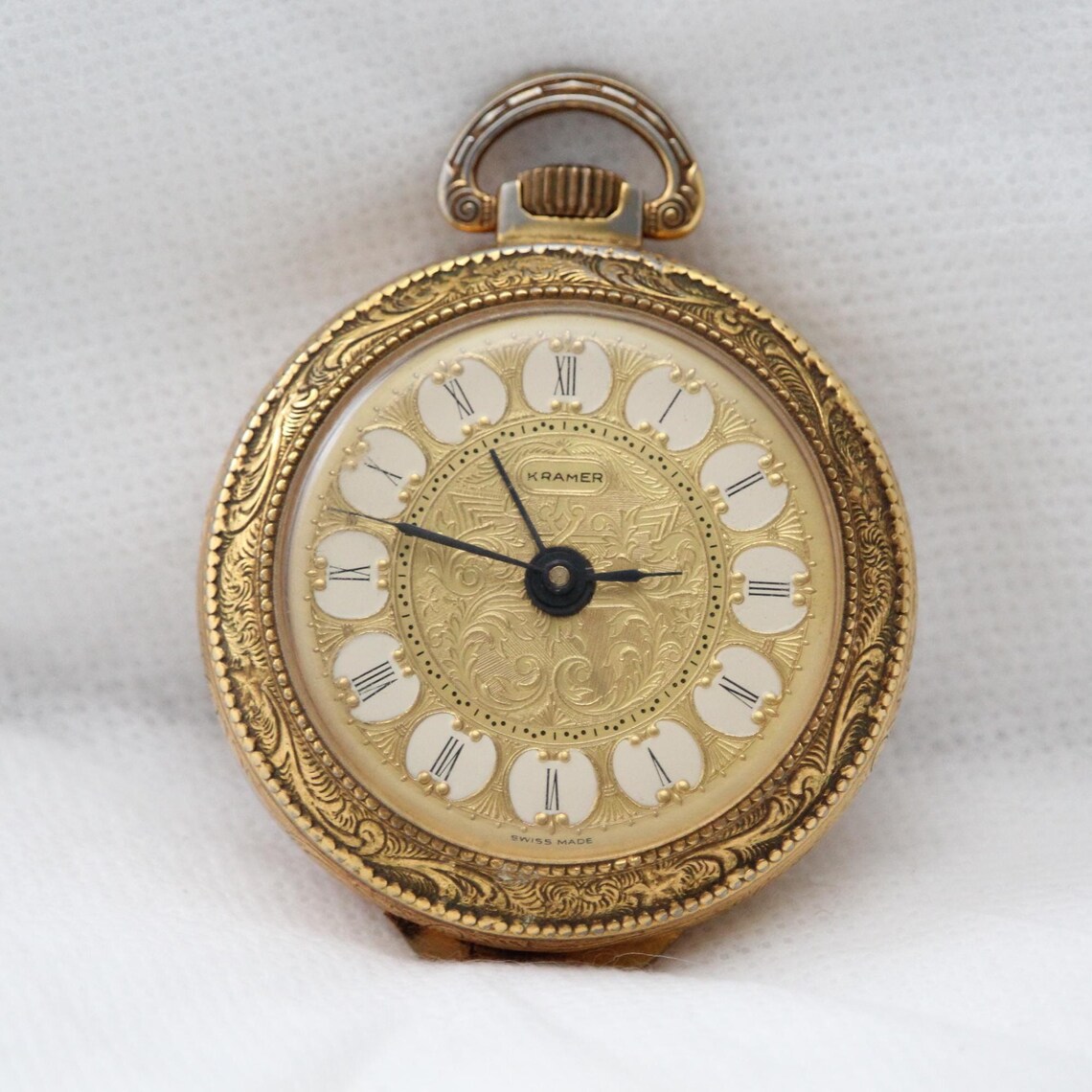 Swiss Gold pocket watch Men Swiss made White enamel Mechanical Jewelry, photo 1 of 5