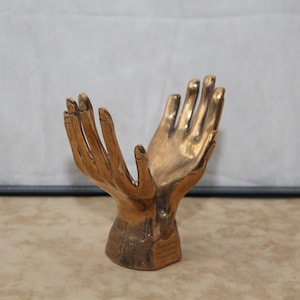 Gold Hands sculpture Gold hands decor Golden hand award Gold paperweight Desk decor Bronze gift Romantic gift Sculptor Love gift Hand gift