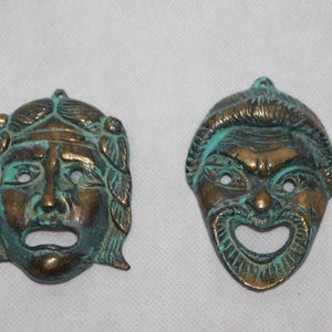 Bronze Drama masks Theater Vintage Masks of Ancient Greek Comedy TragedyThalia and Melpomene Theater gift Actor Comedian Art Patina bronze