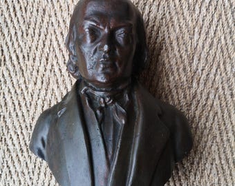 French poet Beranger bust statue Bronze SCULPTURE Figurine Signed French art