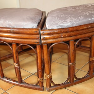 Vintage triangle rattan seats Set of 2 Rattan bench Rattan couch Rattan sofa Vintage rattan furniture Patio Porch seats