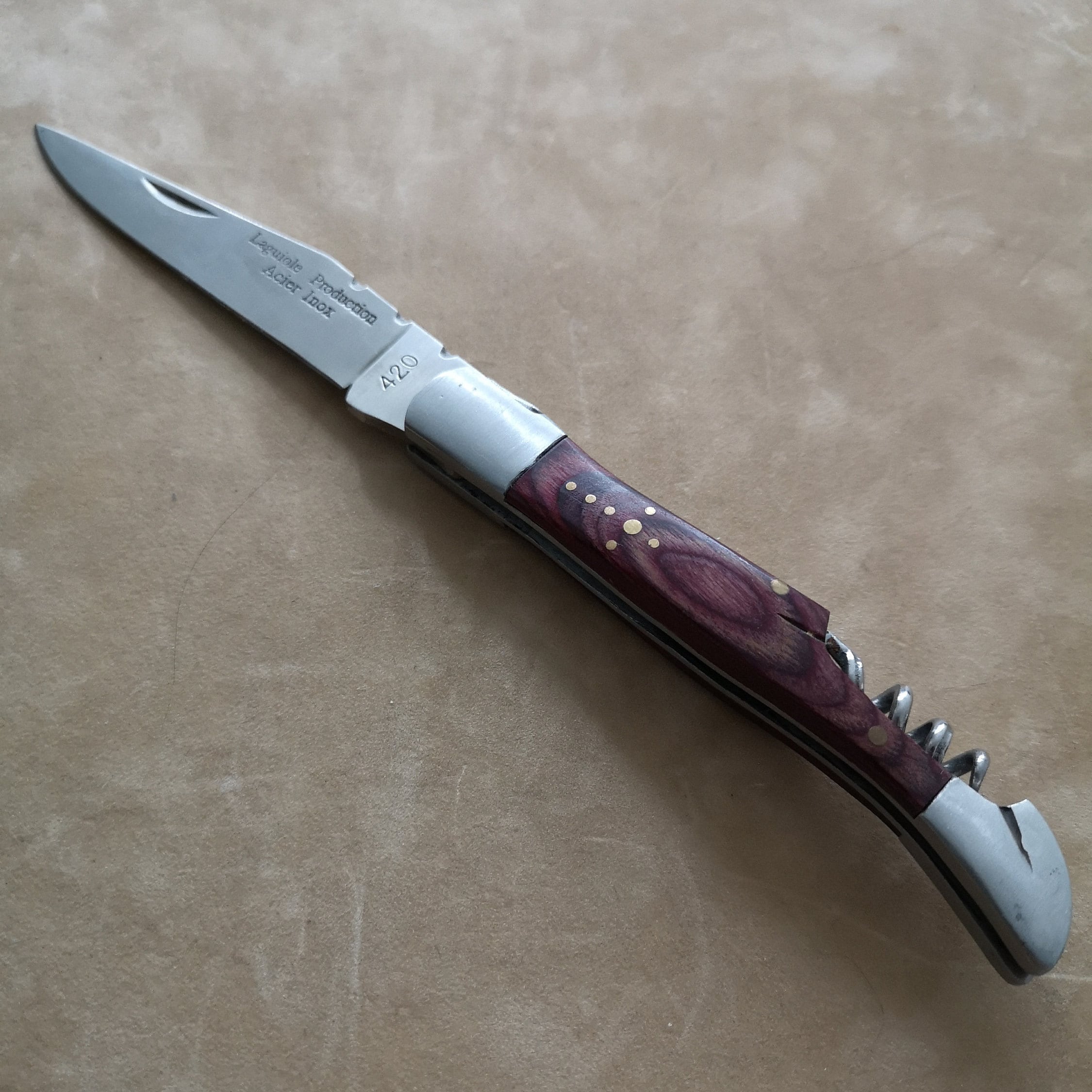 French Vintage Folding Knife Laguiole Pocket Knife Corkscrew Etsy