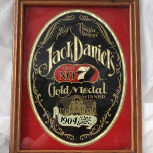Jack Daniels advertising Vintage affiche Framed Whiskey advertisement Whisky Bar wall decor Man cave decoration Red Black Framed wall decor