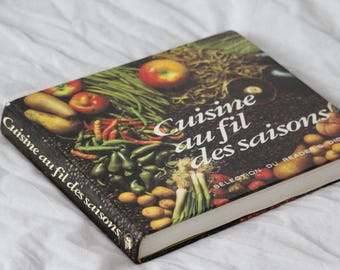 Livro de receitas francesas Livro de receitas Cuisine au fil des saisons Livro vintage decorativo ilustrado