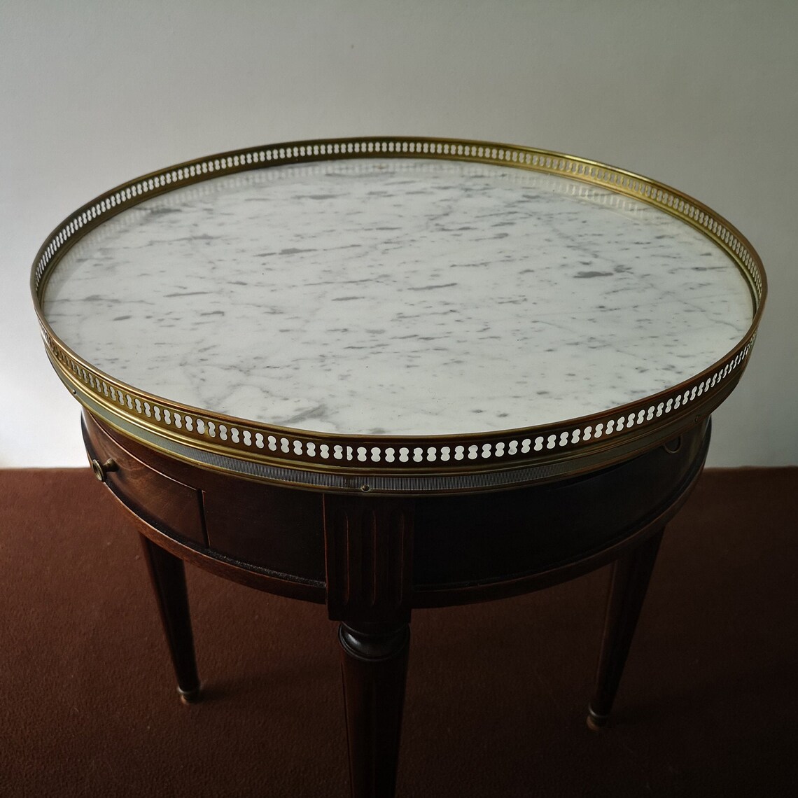 Side Table White Marble Top Round Table Coffee Table Flower Etsy