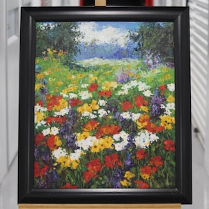 Flower field painting Red poppy flowers wall art Flowers painting Colorful art Floral Flower art painting Red poppies Wall art Wall Decor