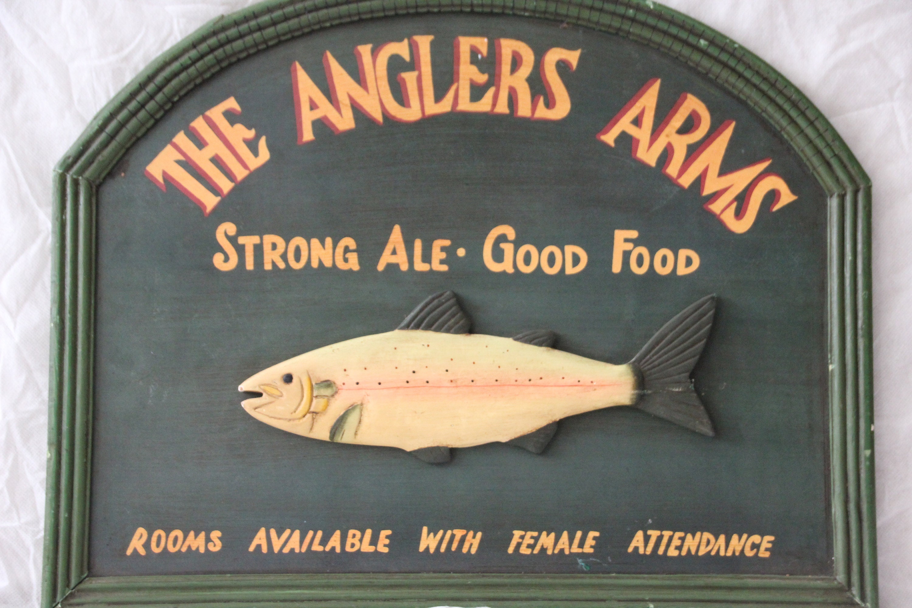 Vintage Wood Sign Fish Wall Decor the Anglers Arms British Pub