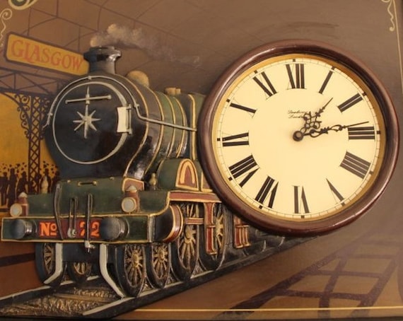 Railway Station Decor Train Wall Art Wall Clock London Glasgow