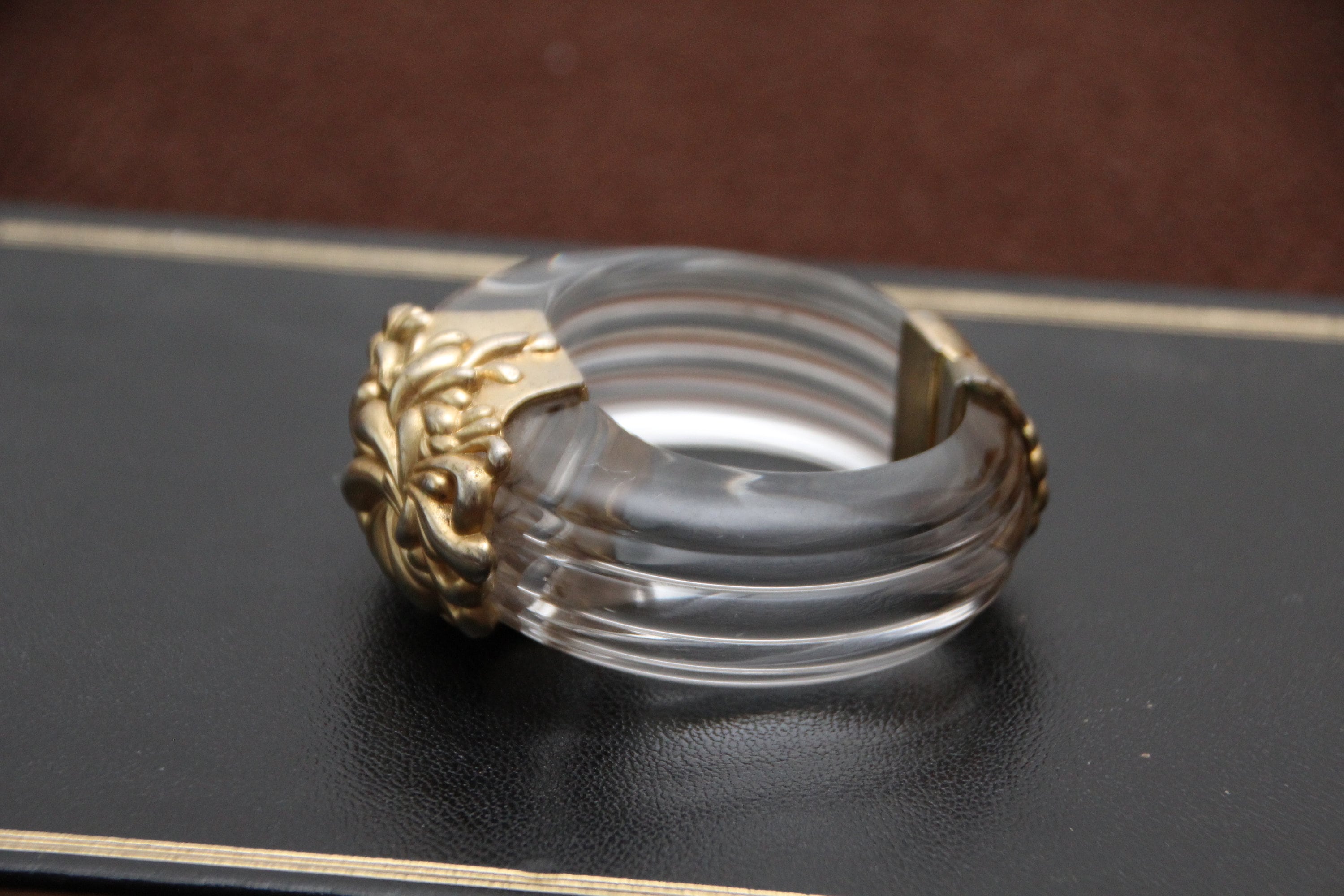 Vintage Inna Cytrine Paris Lucite and Gold Bangle – The  Vintage French Inna Citrine jeweled bracelet main image 1