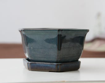 ヴィンテージ 水谷焼 日本製 青磁 盆栽鉢（受け皿付き） - Etsy 日本