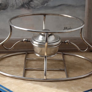 Silver plate chafing dish stand Serving dish Dining table Food warming dish Centerpiece Hot food platter Holiday table Food warmer