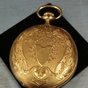 RESERVED Gold pocket watch 18K antique French White enamel Gold accessories 19th century Mechanical watch 18K gold jewelry Working condition
