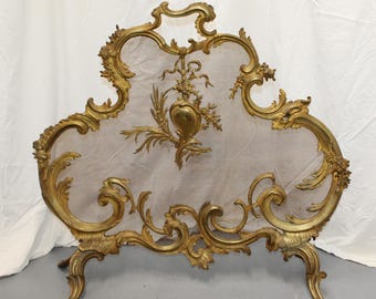 Parascintille in bronzo barocco dorato per camino