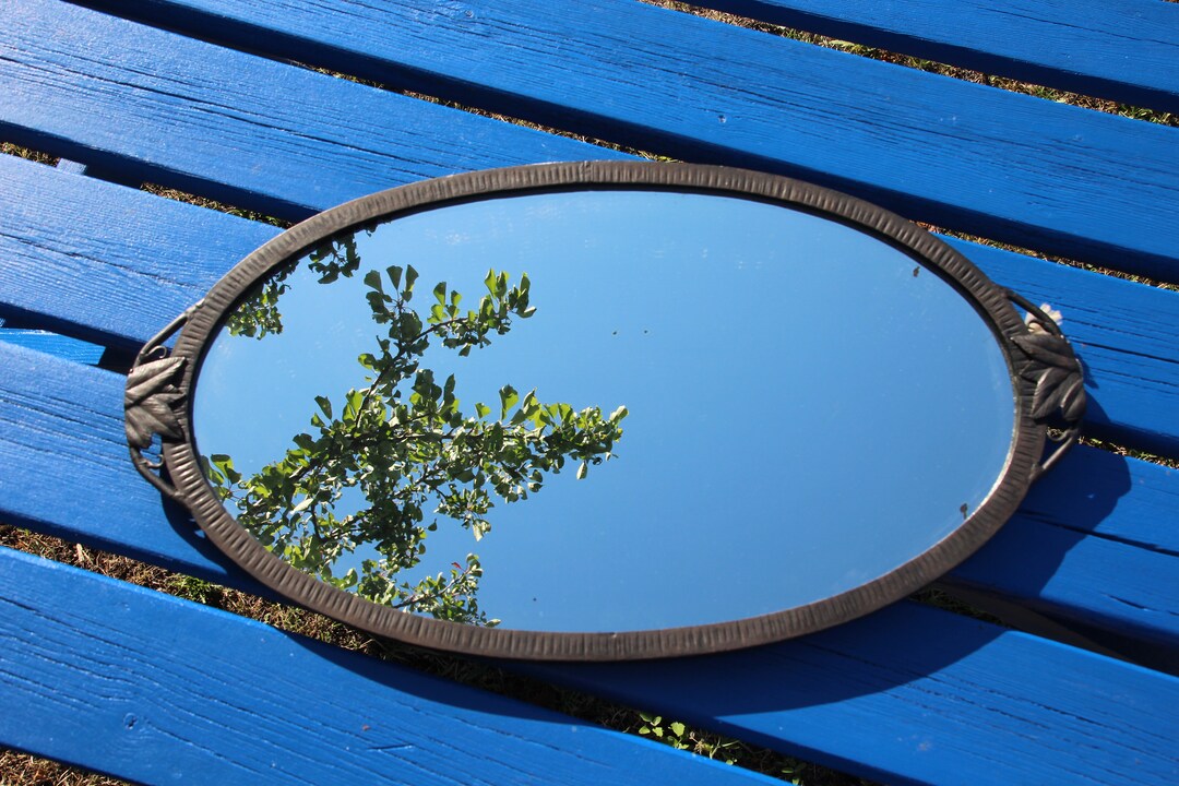 Wall Mirror Serving Tray With Handles Mirrored Tray Large Etsy