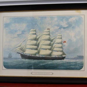 Large Clipper ship wall art Sailboat wall decor Steamship decor Sailing ship Marine art Sailboat wall art Artwork Coastal decor Framed