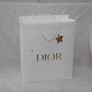 Borsa regalo bianca e oro Borsa shopping Dior con stella dorata Borsa shopping Dior Accessori moda Confezionamento Conservazione Confezione Idee regalo