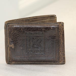 Portefeuille en cuir Rolls Royce Portefeuille homme Porte-cartes en cuir marron Sac à main marron Cadeau pour lui Accessoires Rolls Royce vintage