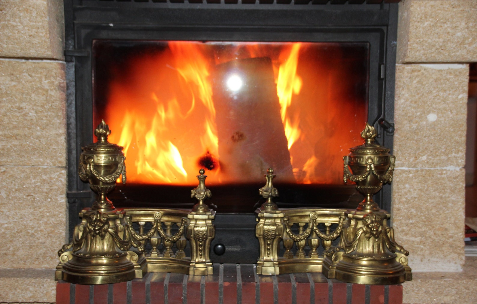 Antique Fireplace Andirons With Fender Lion Firedogs French Antique