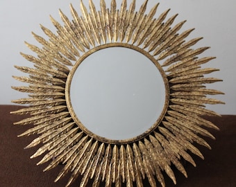 Gold mirror Gold bedroom mirror wall decor Sun mirror Sunshine mirror Sunburst mirror Gold frame Beveled mirror Golden frame Gold decor