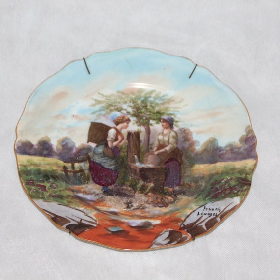 Assiette Vintage Limoges 24 Cm - Porcelaine Décorative Signée, Excellent état