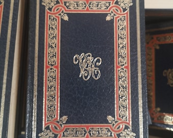 Livro decorativo francês Victor Hugo, capa dura dourada, capa vermelha, capa para biblioteca, escritório ou mesa preta.