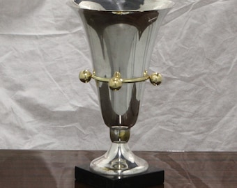 Art Deco TROPHY CUP Gold vase Black Silver centerpiece bowl Minimalist Footed bowl Pedestal