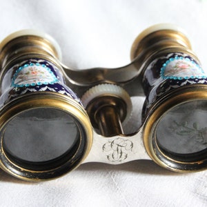 Jumelles De Théâtre Françaises Anciennes En Métal Bleu Ciel Et Or - Optique Claire