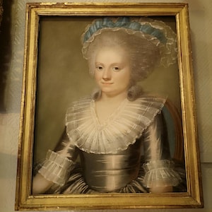 French antique aristocrat woman portrait 18th century SIGNED Antique oil painting Antique realist French artwork French art Original