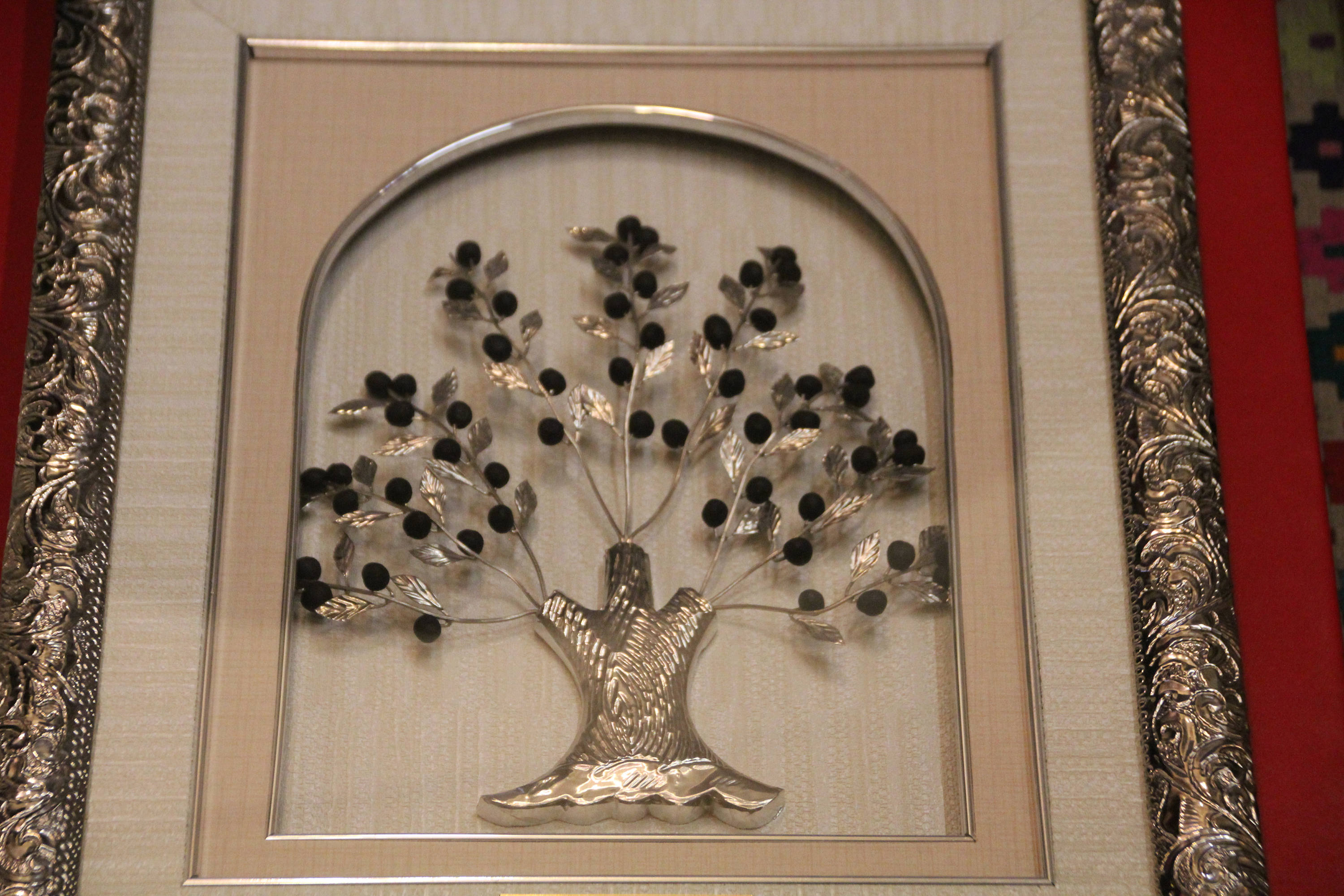 Silver wall hanging picture image Hammered silver frame olive Etsy