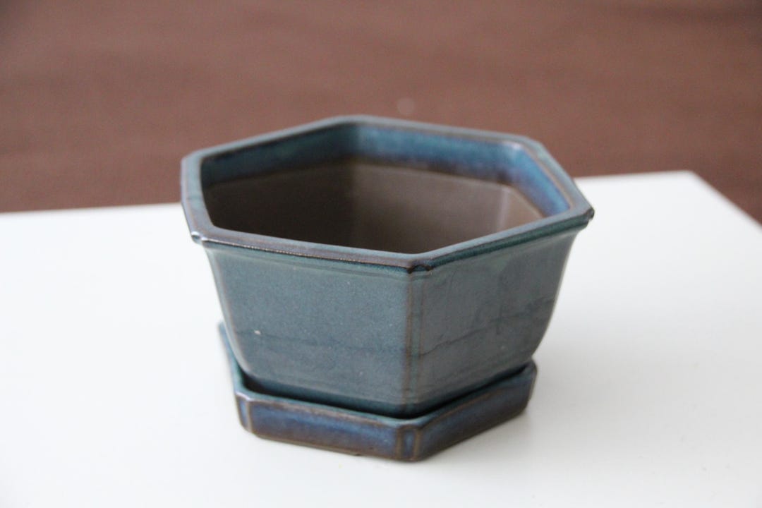 ヴィンテージ 水谷焼 日本製 青磁 盆栽鉢（受け皿付き） - Etsy 日本