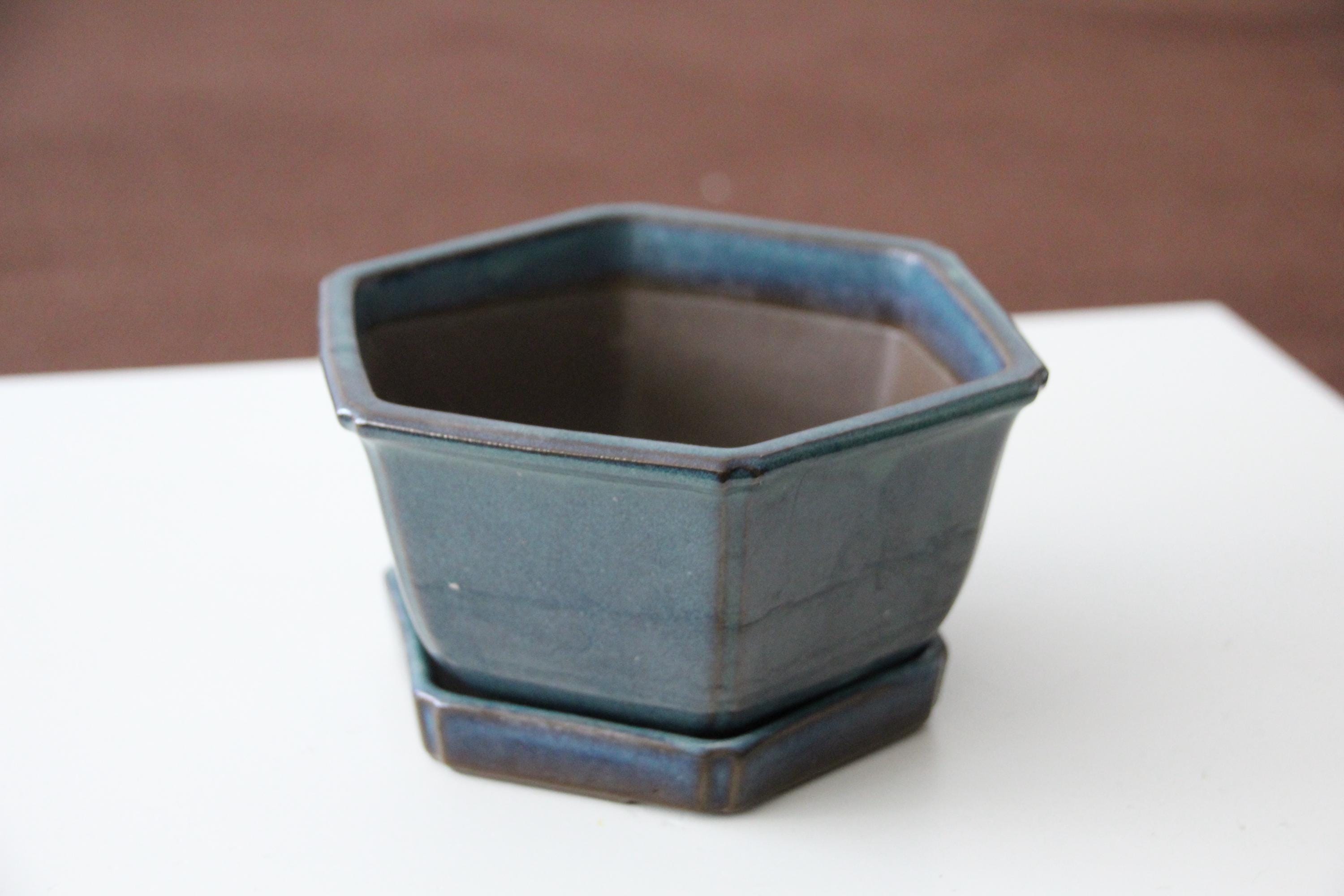 ヴィンテージ 水谷焼 日本製 青磁 盆栽鉢（受け皿付き） - Etsy 日本
