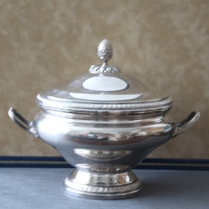 Serving dish with lid Centerpiece bowl Tureen Vegetable dish Silverplated Lidded dish Wedding Centerpiece Holiday table OLD NEW Never used