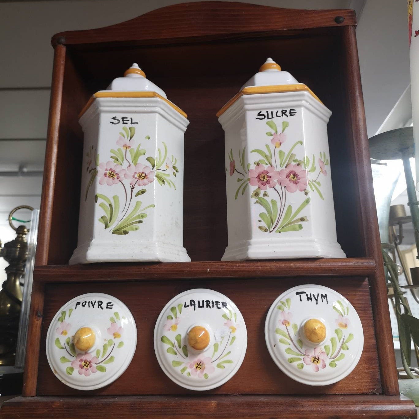 Vendu Bidons de Rangement d'épices Armoire Cuisine Ensemble Bidons Sucre Sel Poivre Étagère Murale P