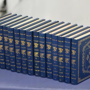 Gold Blue book Antique French book Vintage Decorative book Hardcover Small book Shabby chic Book in French Vintage book Library