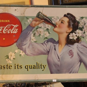 Coca cola gift sign Coca cola ads Vintage coca cola Sign Bar decorCoke cola Pin up girls Antique advertising Coca Cola collectible Coke sign