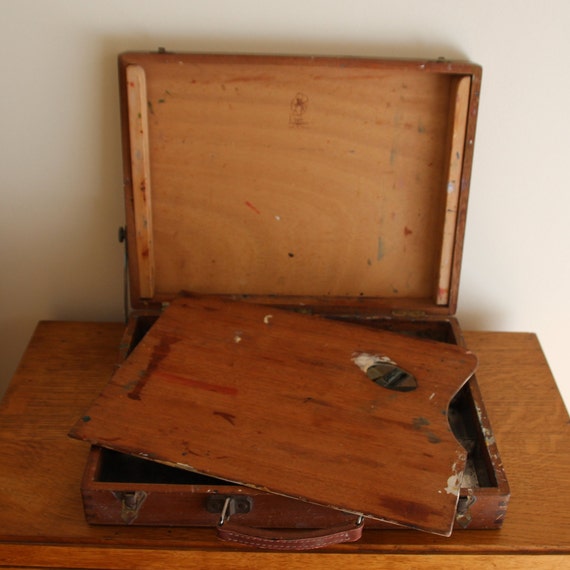 Boîte De Peintre Ancienne En Bois - Artisanale - Sans Palette - UK