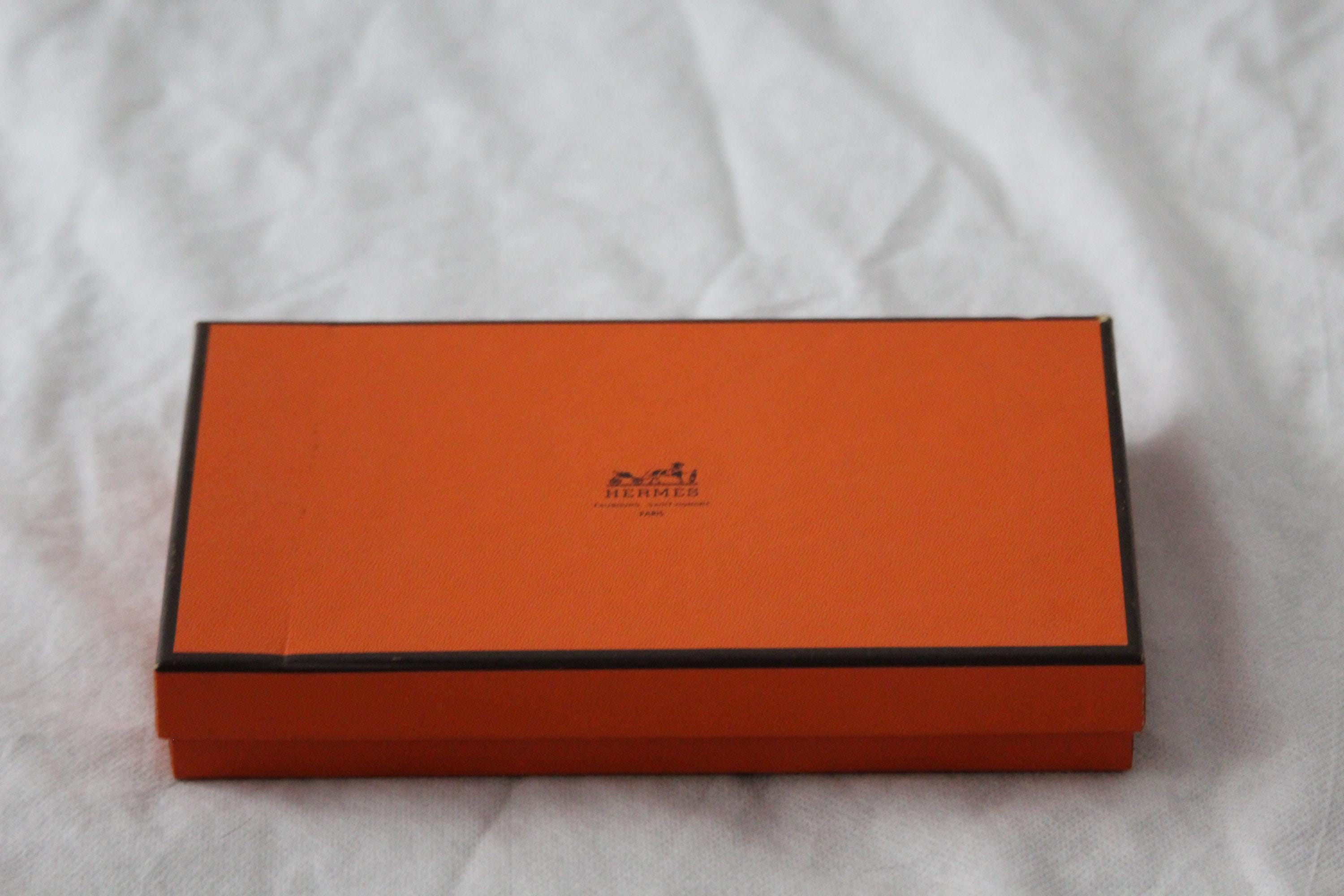 Small Vintage Orange Hermes Gift Box With Ribbon Storage Packaging
