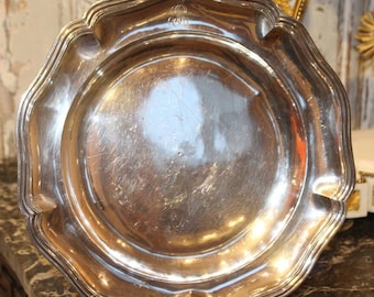 Silver round tray Dish Serving dish Ornate plate