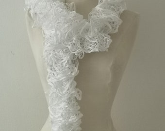 White crochet scarf White lace scarf Elegant lady Christmas gift ideas Fashion accessories Gift for her Spring scarf Spring accessories