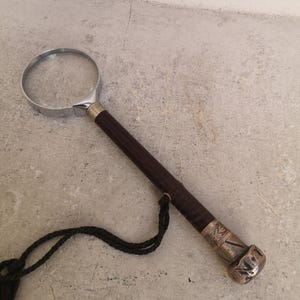 Large Sterling silver magnifying glass Magnifying lens Antique magnifier Handheld magnifier Office desk decor Library Silver gift