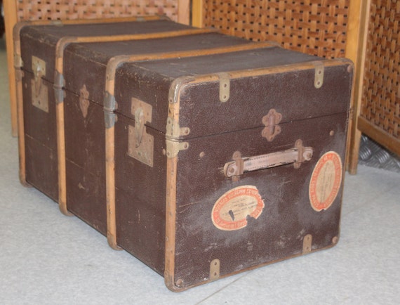 Vintage Steamer Trunk Chest Travel Luggage with Railway Express