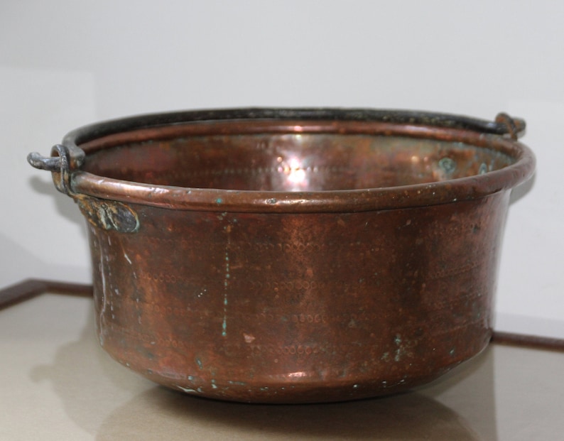 French Antique Copper Cauldron Large Jam Bowl Pan Pot Saucepan Etsy