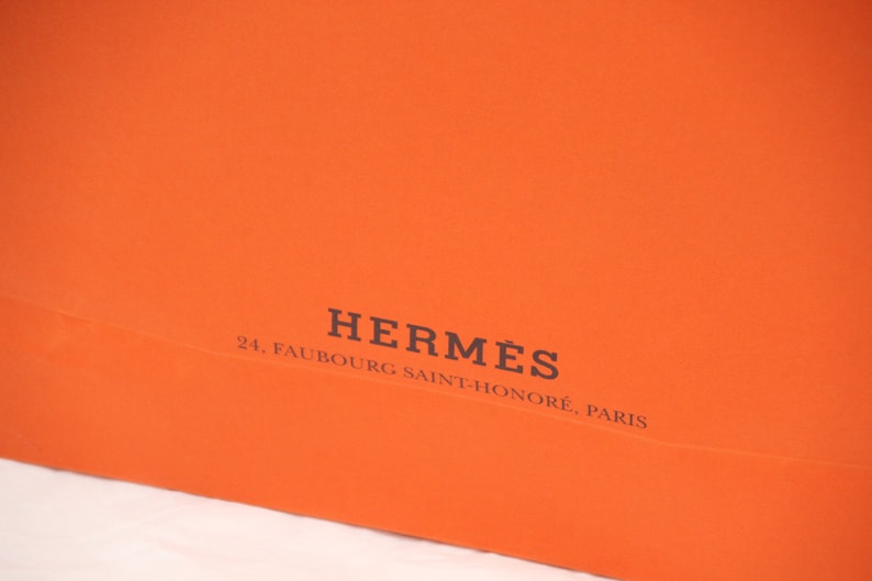 Orange Hermes Shopping bag Gift wrapping Elegant Gift for her Fashion gift Lady accessories Orange paper bag Orange accents Gift bag image 7