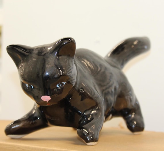 Vallauris Ceramic Black Cat Figurine Made in France - Etsy